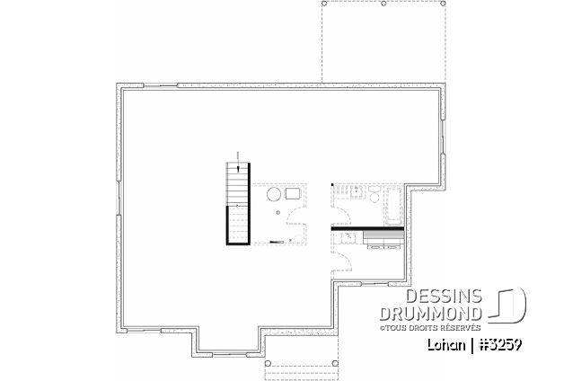 Sous-sol aménageable (Optionel $) - Plan de maison plain-pied 4 chambres, 2 salles de bain, garde-manger et suite privée pour les parents - Lohan