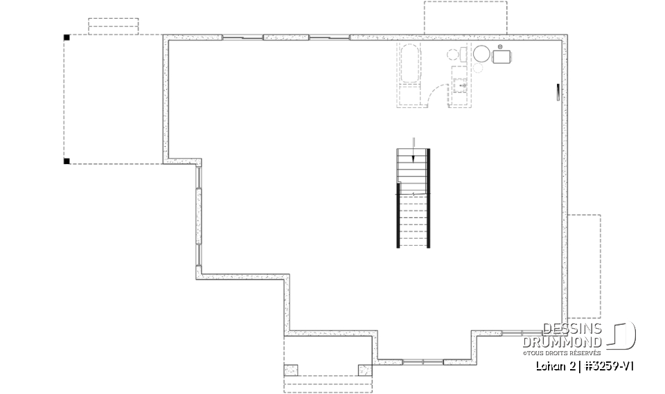 Sous-sol aménageable (Optionel $) - Modèle de plain-pied spacieux, dalle flottante, 3 chambres, 2 s. bain, grand îlot à la cuisine avec banquette - Lohan 2