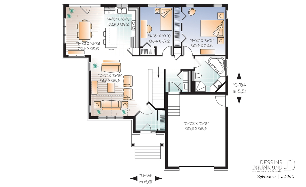 Rez-de-chaussée - Bungalow champêtre lumineux à aire ouverte avec garage – Plan idéal pour confort et simplicité - Sylvestre 