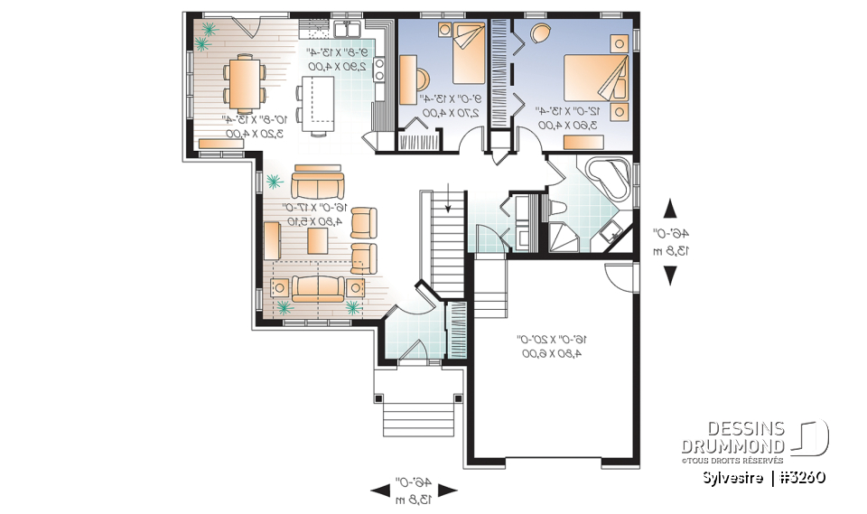 Rez-de-chaussée - Bungalow champêtre lumineux à aire ouverte avec garage – Plan idéal pour confort et simplicité - Sylvestre 