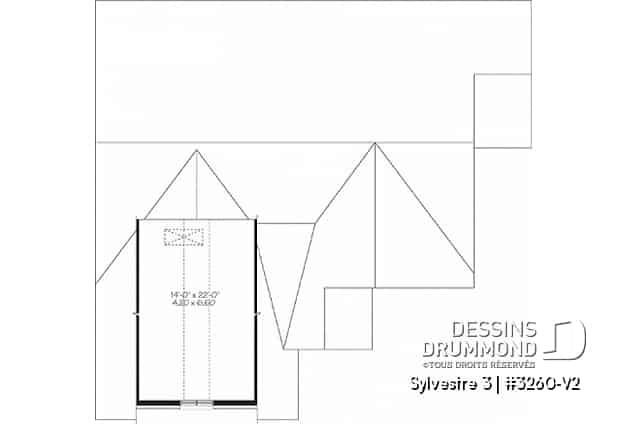 Rangement boni - Plan de maison de plain-pied, 2 chambres, garage double avec espace boni, belle fenestration - Sylvestre 3