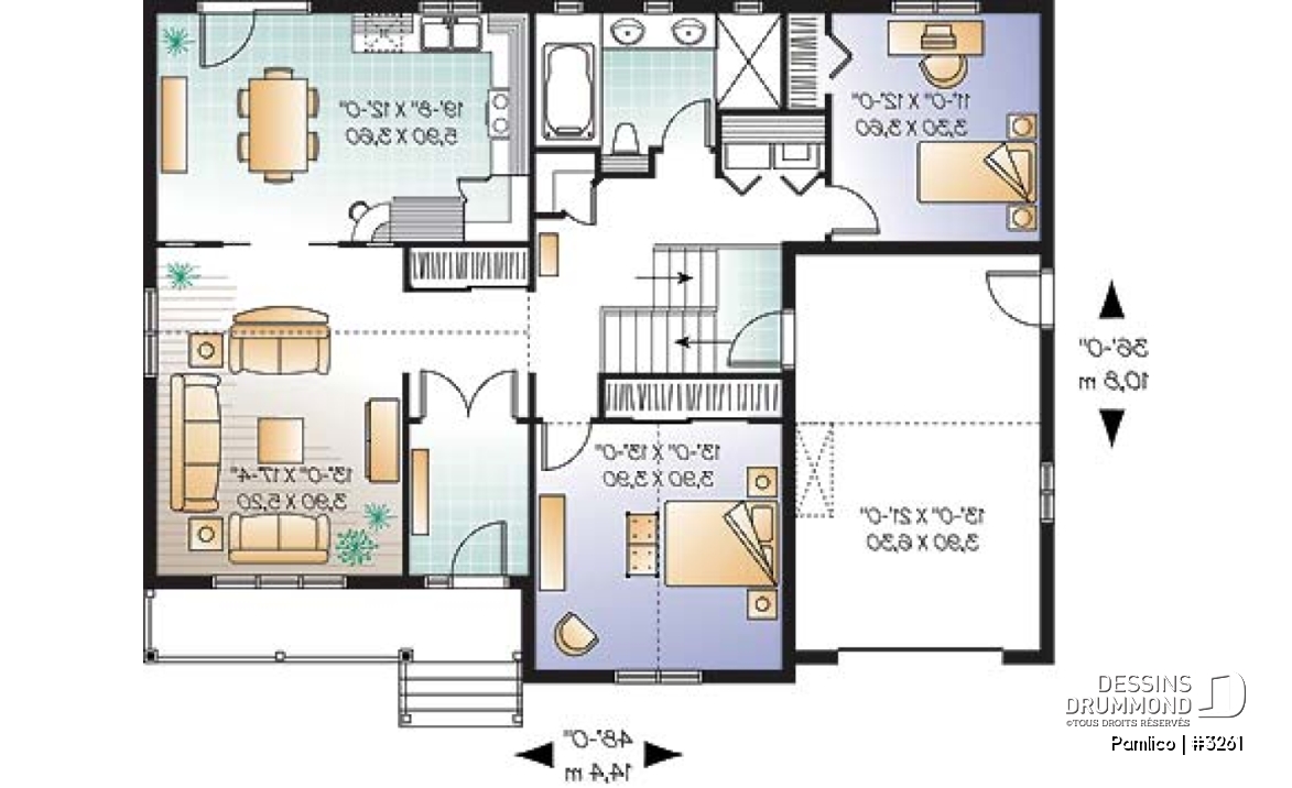 Rez-de-chaussée - Plan de plain-pied économique, 2 chambres, garage avec rangement,, buanderie au rdc., garde-manger - Pamlico