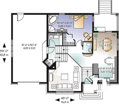 Rez-de-chaussée - Plain-pied 3 chambres, fenêtre abondante, plafond 16' à la salle de séjour, garage - Lianne