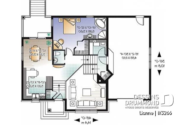 Rez-de-chaussée - Plain-pied 3 chambres, fenêtre abondante, plafond 16' à la salle de séjour, garage - Lianne
