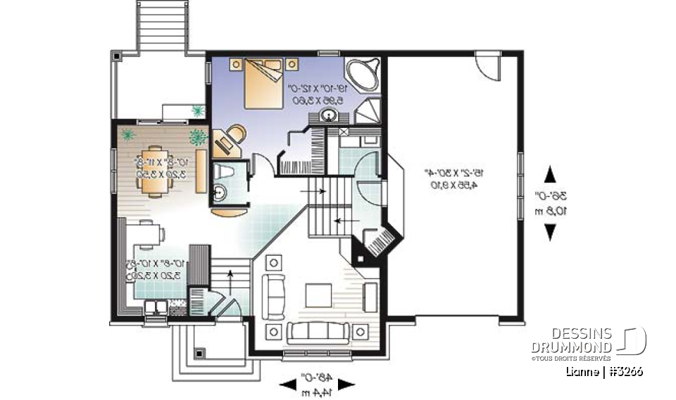 Rez-de-chaussée - Plain-pied 3 chambres, fenêtre abondante, plafond 16' à la salle de séjour, garage - Lianne