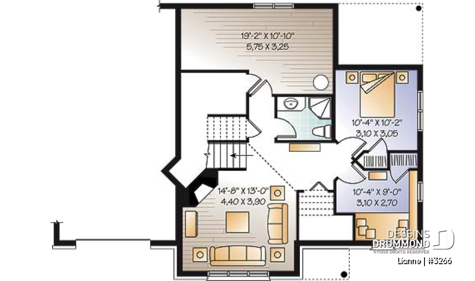 Sous-sol - Plain-pied 3 chambres, fenêtre abondante, plafond 16' à la salle de séjour, garage - Lianne