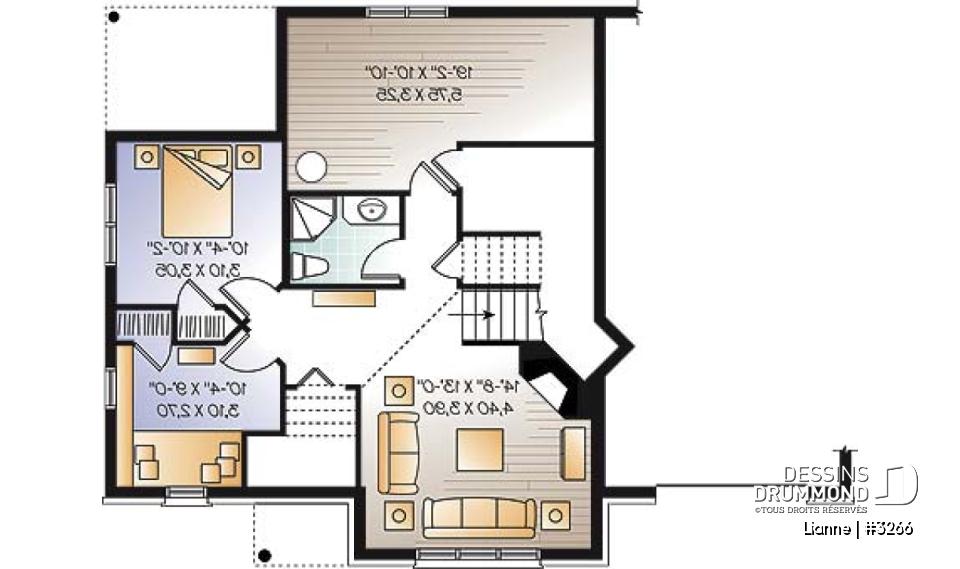 Sous-sol - Plain-pied 3 chambres, fenêtre abondante, plafond 16' à la salle de séjour, garage - Lianne