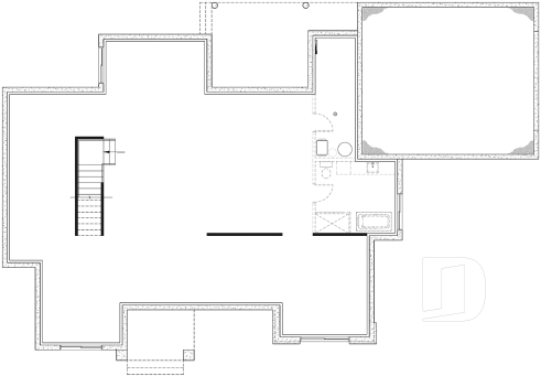 Sous-sol aménageable (Optionel $) - Modèle plain-pied de 3 chambres avec bureau, maison sur dalle ou avec s-sol, inspiration belge, garage double - Andrews