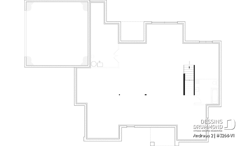 Sous-sol aménageable (Optionel $) - Plan résidentiel de type plain-pied moderne, superbe suite parentale, garage double et options de fondation - Andrews 2