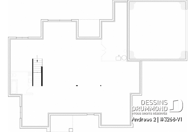 Sous-sol aménageable (Optionel $) - Plan résidentiel de type plain-pied moderne, superbe suite parentale, garage double et options de fondation - Andrews 2