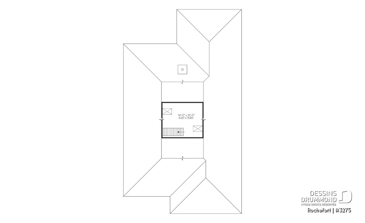 Rangement boni - Plan de bungalow adapté fauteuil roulant, 2 chambres, plafond 9pi., foyer, grande terrasse abritée - Rochefort