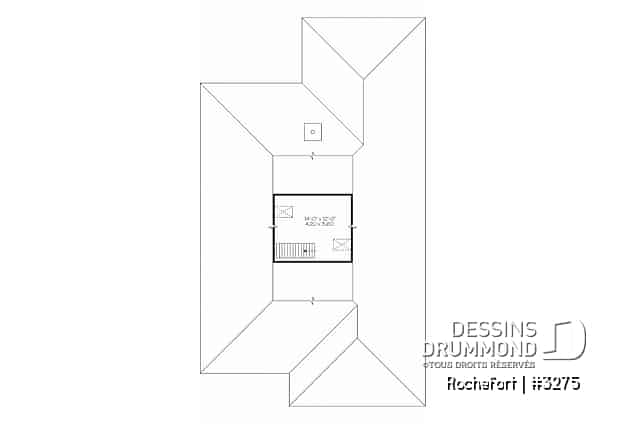 Rangement boni - Plan de bungalow adapté fauteuil roulant, 2 chambres, plafond 9pi., foyer, grande terrasse abritée - Rochefort