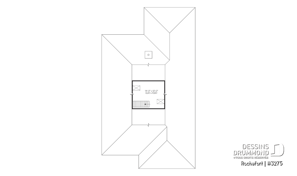 Rangement boni - Plan de bungalow adapté fauteuil roulant, 2 chambres, plafond 9pi., foyer, grande terrasse abritée - Rochefort