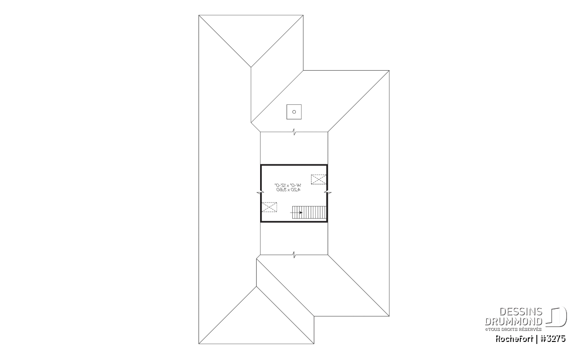 Rangement boni - Plan de bungalow adapté fauteuil roulant, 2 chambres, plafond 9pi., foyer, grande terrasse abritée - Rochefort