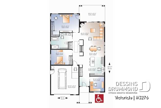 Rez-de-chaussée - Plan pour mobilité réduite, 2 à 3 chambres, garage bureau, foyer, terrasse abritée, buanderie - Victoriale