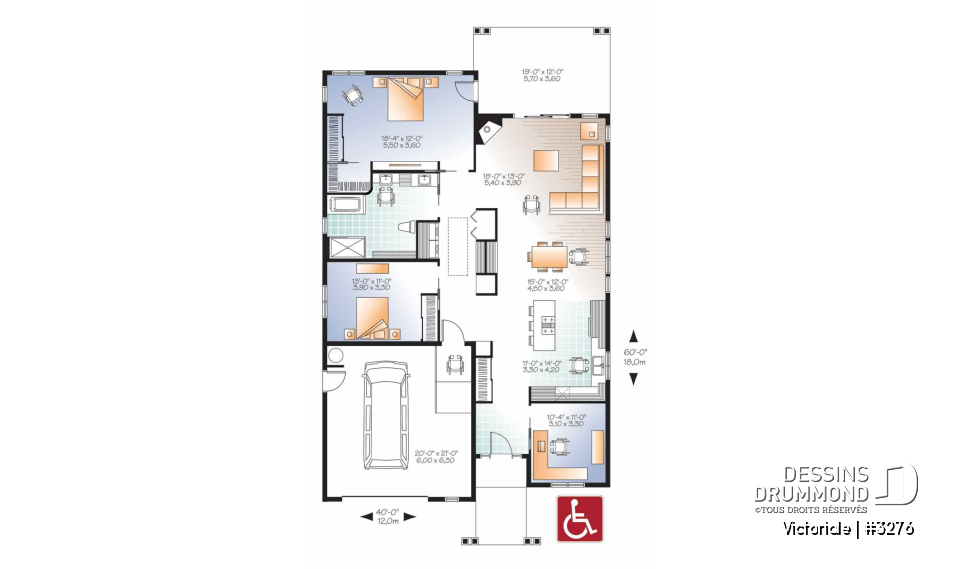 Rez-de-chaussée - Plan pour mobilité réduite, 2 à 3 chambres, garage bureau, foyer, terrasse abritée, buanderie - Victoriale