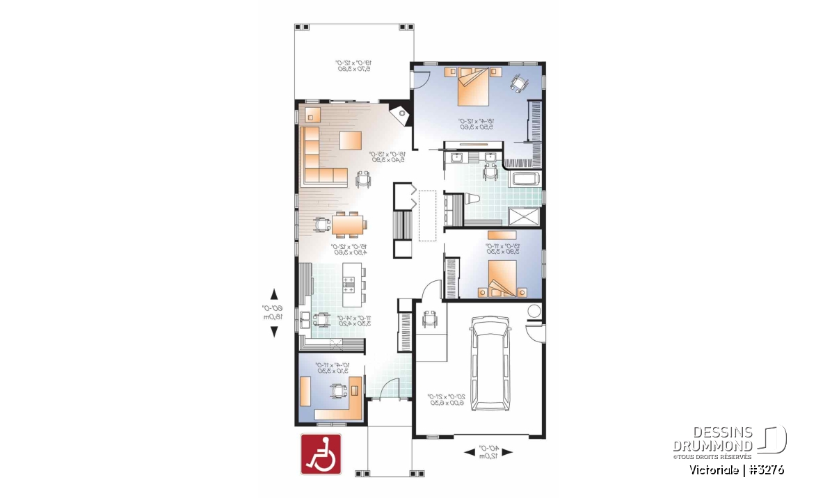 Rez-de-chaussée - Plan pour mobilité réduite, 2 à 3 chambres, garage bureau, foyer, terrasse abritée, buanderie - Victoriale