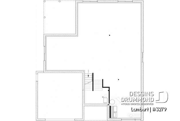 Sous-sol aménageable du plan de maison unifamiliale 3279 Sous-sol aménageable - Split-level contemporain, 4 à 5 chambres, salle familiale et salon, bureau, garage et plus! - Lambert