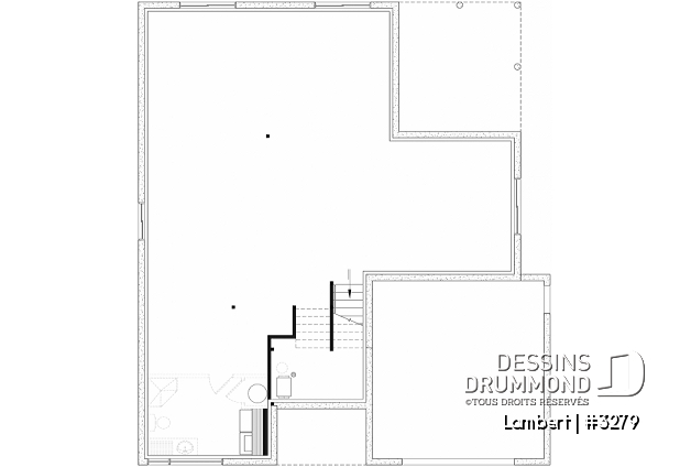 Sous-sol aménageable du plan de maison unifamiliale 3279 Sous-sol aménageable - Split-level contemporain, 4 à 5 chambres, salle familiale et salon, bureau, garage et plus! - Lambert