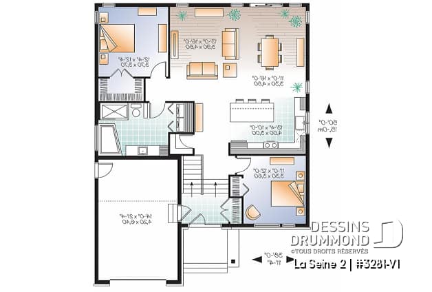 Rez-de-chaussée - Plan de plain-pied moderne, garage, 2 chambres, plafond 9', garde-manger, buanderie au premier - La Seine 2