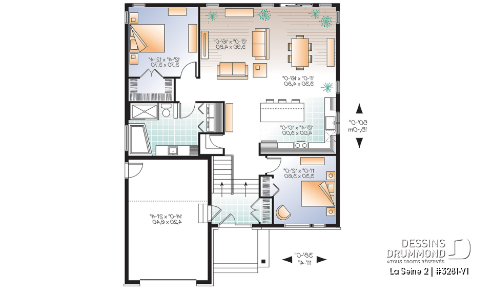 Rez-de-chaussée - Plan de plain-pied moderne, garage, 2 chambres, plafond 9', garde-manger, buanderie au premier - La Seine 2