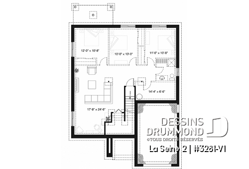 Sous-sol - Plan de plain-pied moderne, garage, 2 chambres, plafond 9', garde-manger, buanderie au premier - La Seine 2
