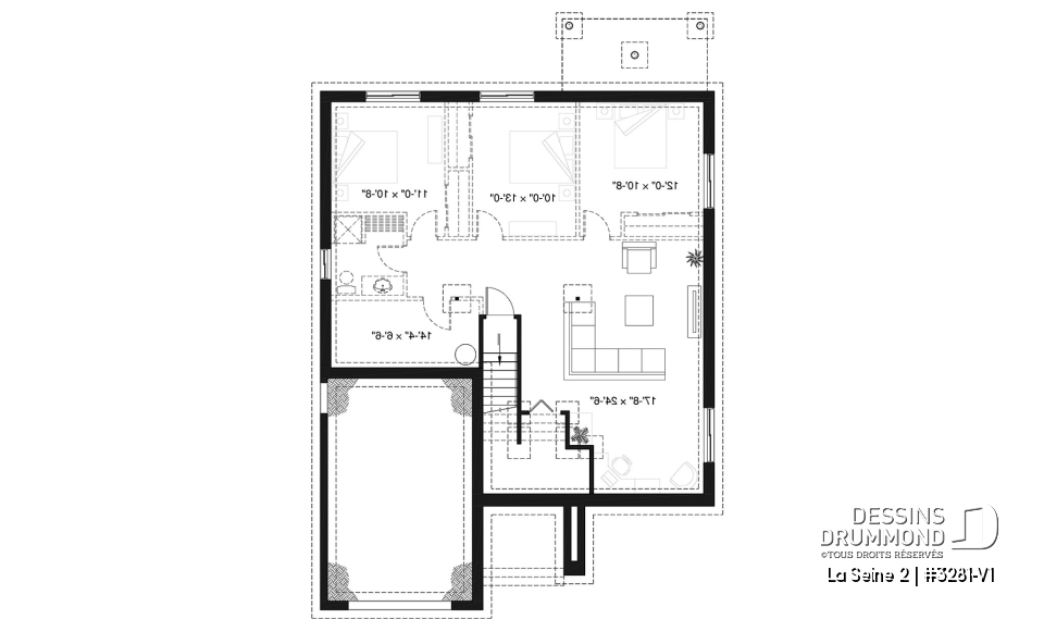 Sous-sol - Plan de plain-pied moderne, garage, 2 chambres, plafond 9', garde-manger, buanderie au premier - La Seine 2