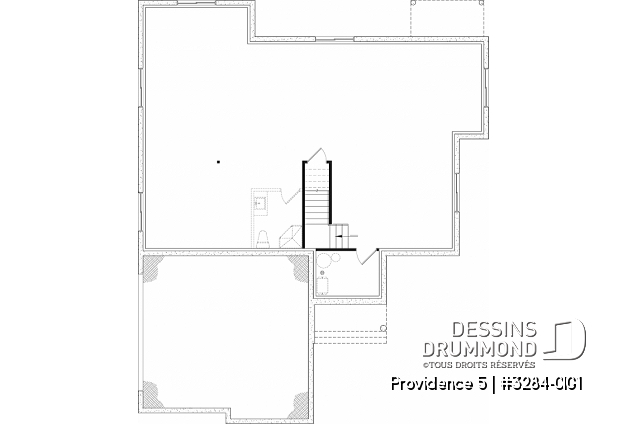 Sous-sol aménageable (Optionel $) - Plan de plain-pied champêtre, 3 chambres, garage double latéral, buanderie, foyer, plafond à 9 pieds - Providence 5
