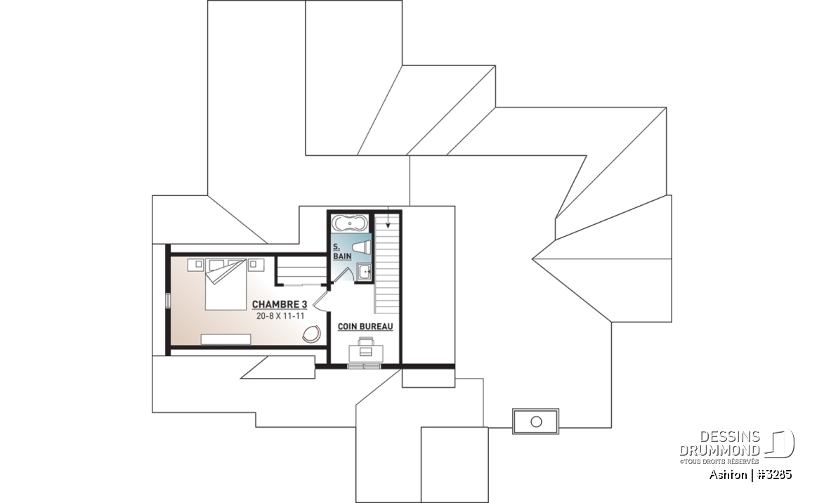 Étage - 3 chambres 2 salles de bain, plain-pied spacieux, grande chambre des maîtres, garage, terrasse abritée - Ashton