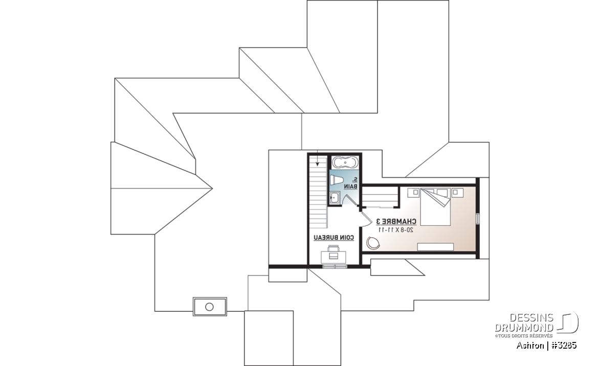 Étage - 3 chambres 2 salles de bain, plain-pied spacieux, grande chambre des maîtres, garage, terrasse abritée - Ashton