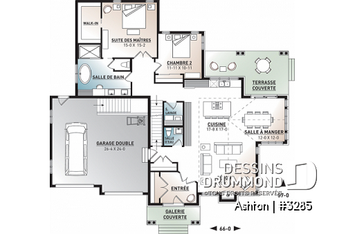 Rez-de-chaussée - 3 chambres 2 salles de bain, plain-pied spacieux, grande chambre des maîtres, garage, terrasse abritée - Ashton