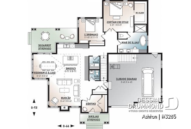 Rez-de-chaussée - 3 chambres 2 salles de bain, plain-pied spacieux, grande chambre des maîtres, garage, terrasse abritée - Ashton