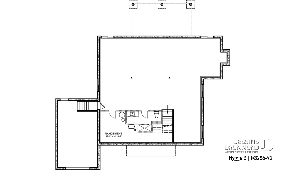 Sous-sol - Maison scandinave 1686 pi² : 3 chambres, suite des maîtres, entrée split 11'9’’ et aire ouverte lumineuse - Hygge 3