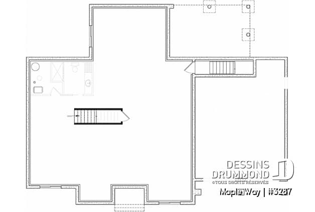 Sous-sol - Plan de plain-pied, 2 à 3 chambres, garage double, superbe salle de séjour à plafond de 10', terrasse couverte - Maple Way