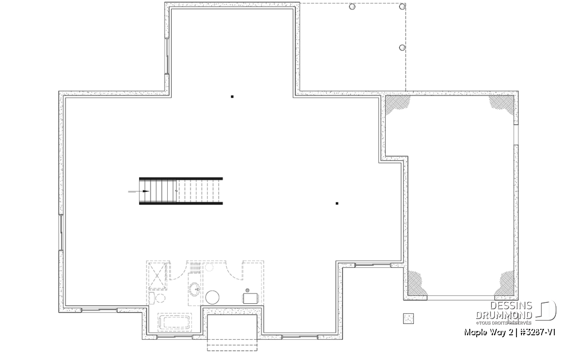 Sous-sol aménageable - Modèle de maison farmhouse moderne plain-pied, 3 chambres, garage, conçu pour Ludovick Bourgeois - Maple Way 2