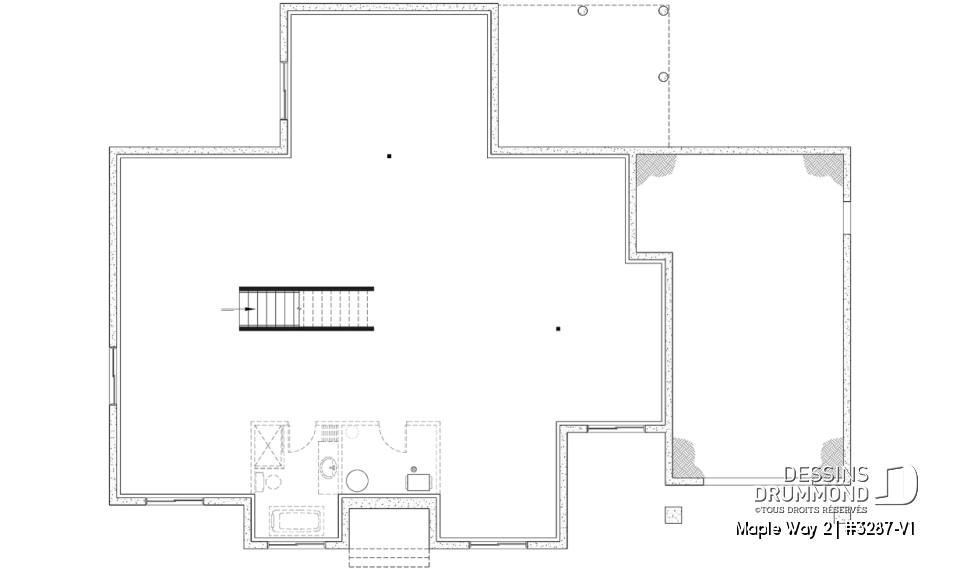 Sous-sol aménageable - Modèle de maison farmhouse moderne plain-pied, 3 chambres, garage, conçu pour Ludovick Bourgeois - Maple Way 2