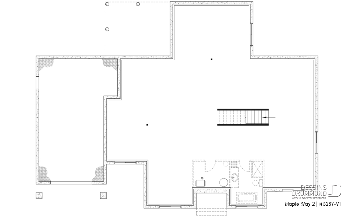Sous-sol aménageable - Modèle de maison farmhouse moderne plain-pied, 3 chambres, garage, conçu pour Ludovick Bourgeois - Maple Way 2