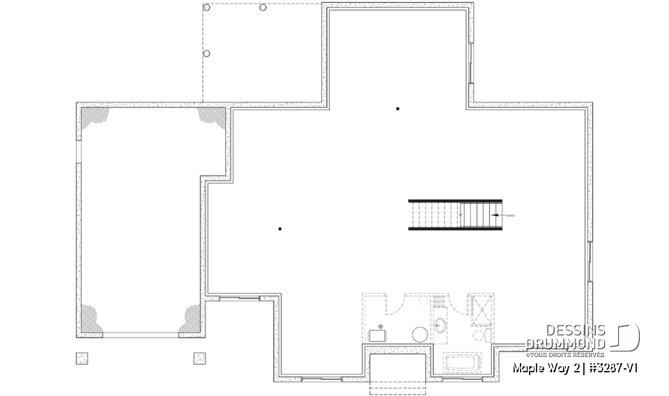 Sous-sol aménageable - Modèle de maison farmhouse moderne plain-pied, 3 chambres, garage, conçu pour Ludovick Bourgeois - Maple Way 2