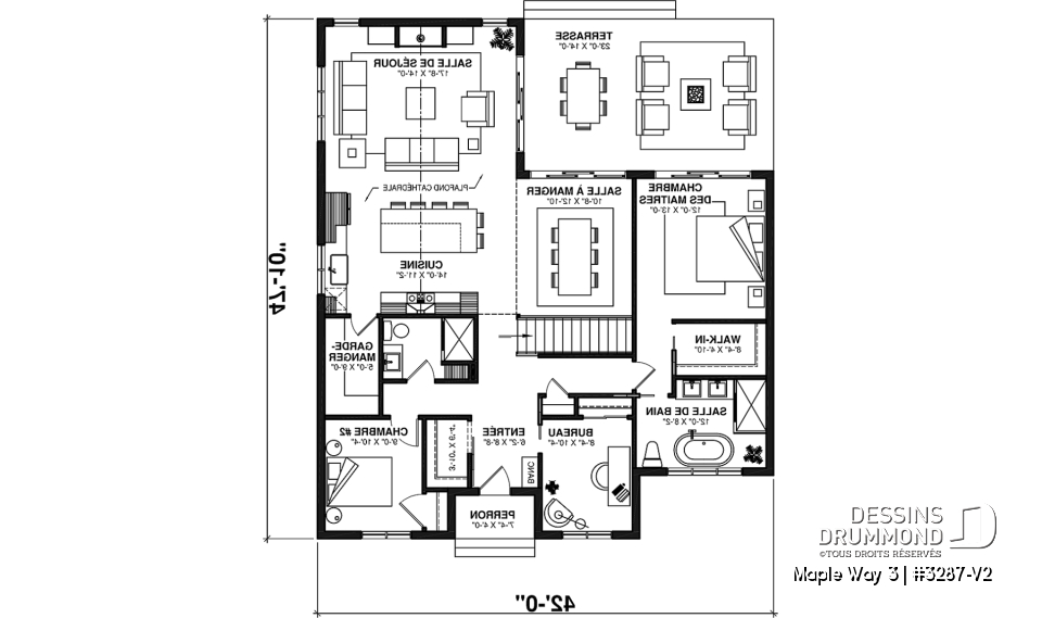 Rez-de-chaussée - Farmhouse de 4 à 5 chambres, plain-pied et sous-sol aménagé optionnel, superbe lumière naturelle - Maple Way 3