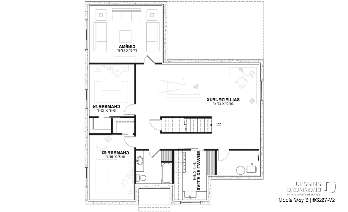 Sous-sol aménagé (Optionel $) - Farmhouse de 4 à 5 chambres, plain-pied et sous-sol aménagé optionnel, superbe lumière naturelle - Maple Way 3