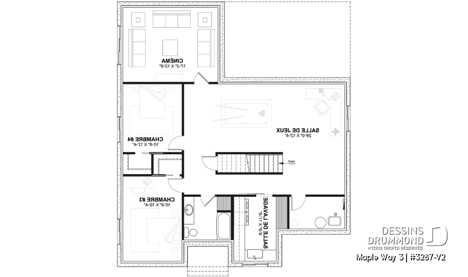 Sous-sol aménagé (Optionel $) - Farmhouse de 4 à 5 chambres, plain-pied et sous-sol aménagé optionnel, superbe lumière naturelle - Maple Way 3