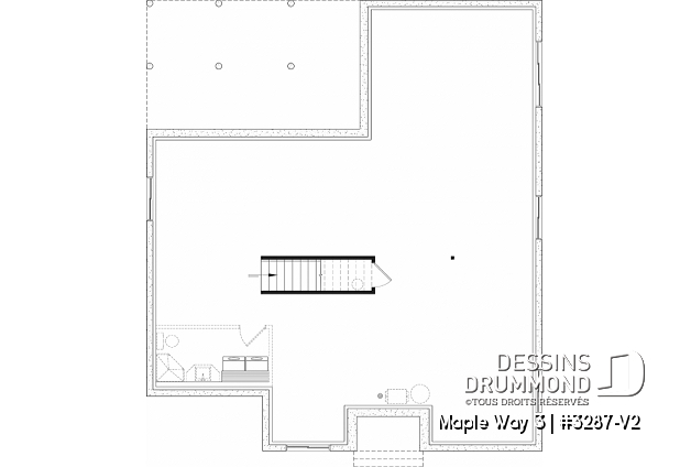 Sous-sol aménageable - Plain-pied 4 chambres de style farmhouse, bureau, 2 salons, sous-sol aménagé, garde-manger, foyer - Maple Way 3