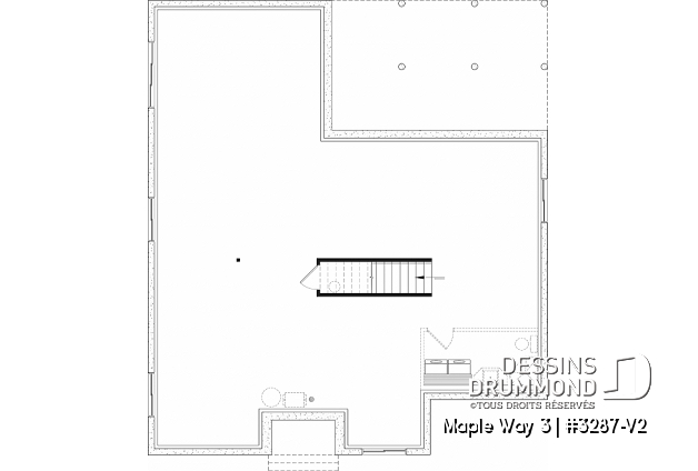 Sous-sol aménageable - Plain-pied 4 chambres de style farmhouse, bureau, 2 salons, sous-sol aménagé, garde-manger, foyer - Maple Way 3
