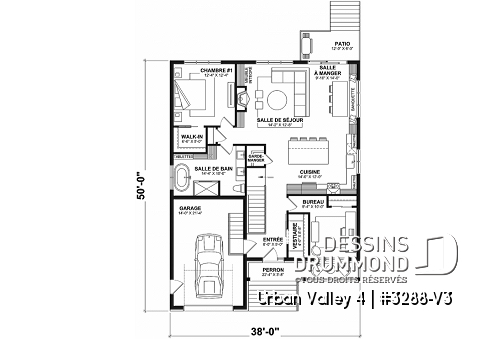Rez-de-chaussée - Plan de farmhouse compacte proposant 5 chambres, aire ouverte, bureau - Urban Valley 4