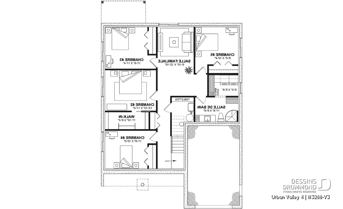 Sous-sol aménagé (Optionel $) - Plan de farmhouse compacte proposant 2 à 6 chambres, aire ouverte, bureau, sous-sol aménagé (optionnel $) - Urban Valley 4