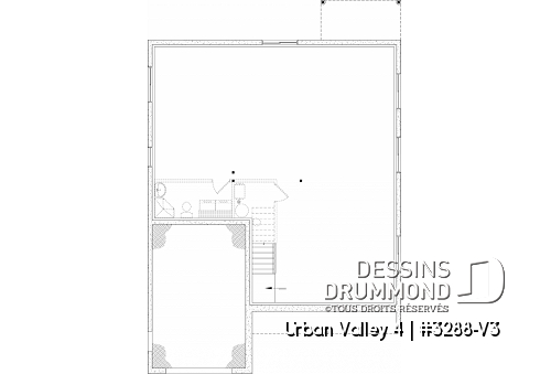 Sous-sol aménageable - Plan de farmhouse compacte proposant 1 à 6 chambres, aire ouverte, bureau, sous-sol aménagé (optionnel $) - Urban Valley 4