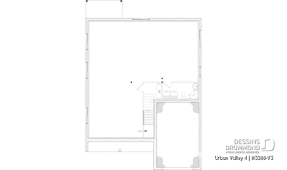 Sous-sol aménageable - Plan de farmhouse compacte proposant 2 à 6 chambres, aire ouverte, bureau, sous-sol aménagé (optionnel $) - Urban Valley 4