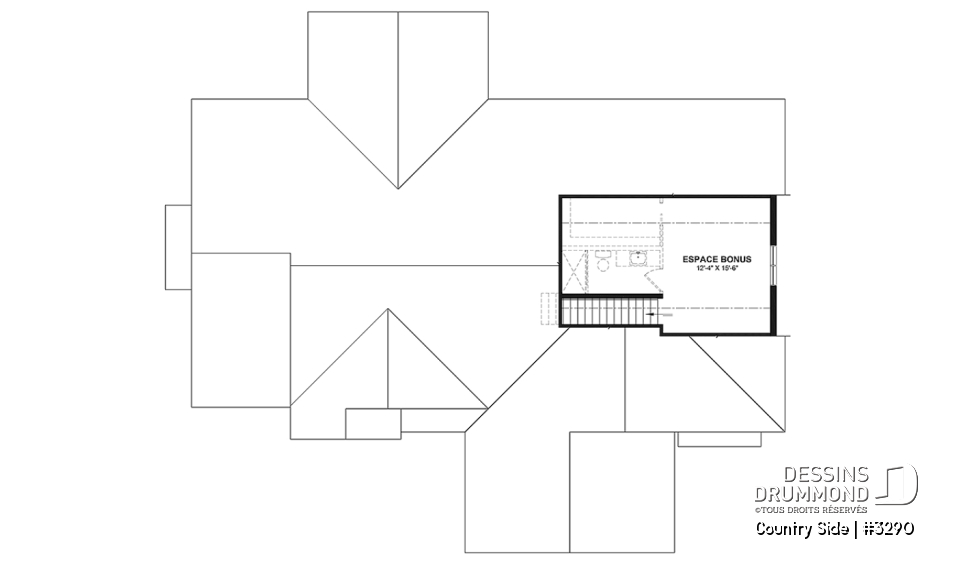 Espace boni - Plain-pied 3 chambres, 2 salles de bain, plafond 9' + cathédral, garde-manger, garage double, buanderie - Country Side
