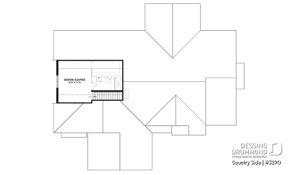 Espace boni - Plain-pied 3 chambres, 2 salles de bain, plafond 9' + cathédral, garde-manger, garage double, buanderie - Country Side