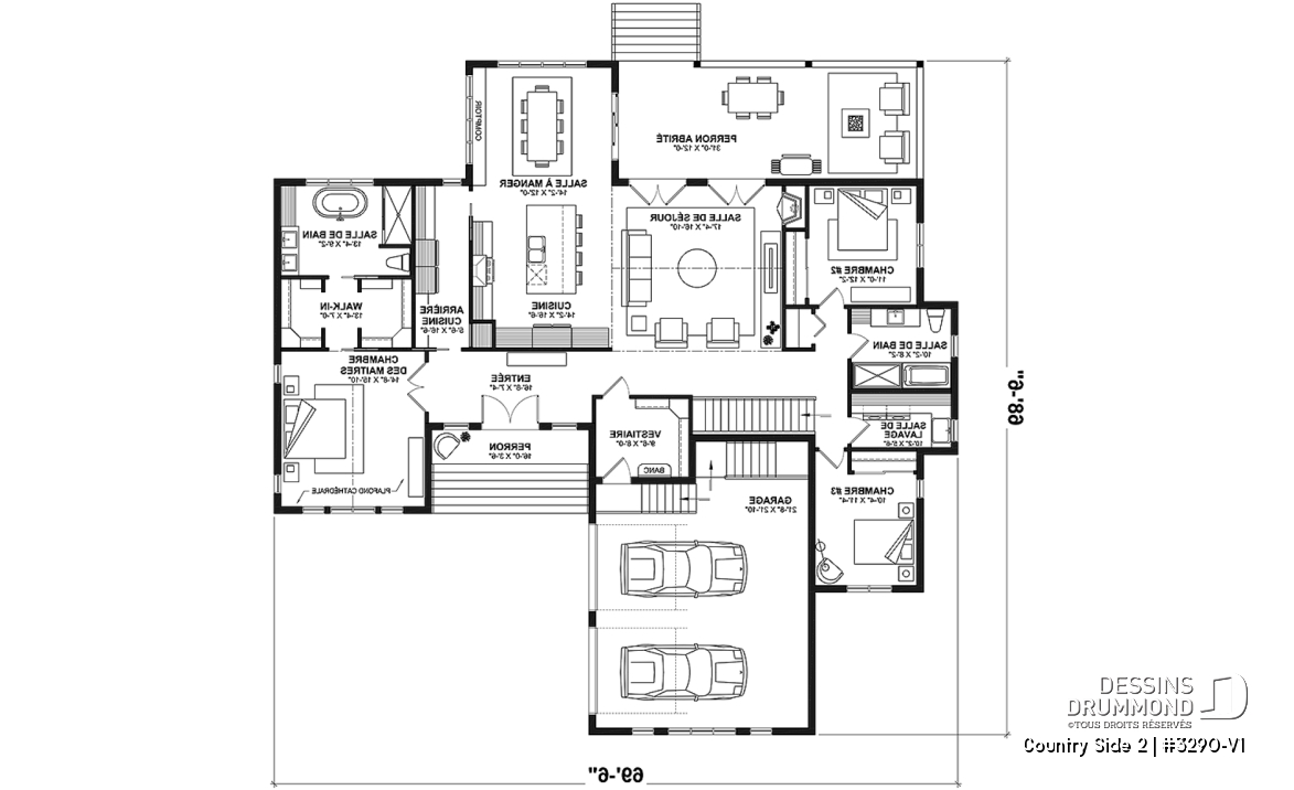 Rez-de-chaussée - Plain-pied Farmhouse, garage double, suite parentale avec 2 walk-ins, arrière cuisine, vestiaire - Country Side 2